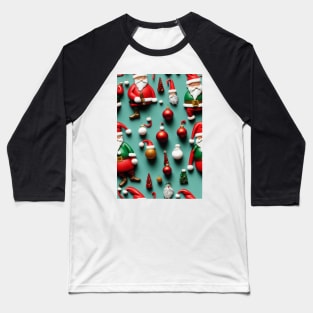 Christmas Seamless Pattern, Santa, Gnomes and Christmas Decrations #2 Baseball T-Shirt